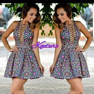 Bohemian Style Lace up Dress